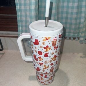 40 oz Festive Meoky Holiday Tumbler with Straw